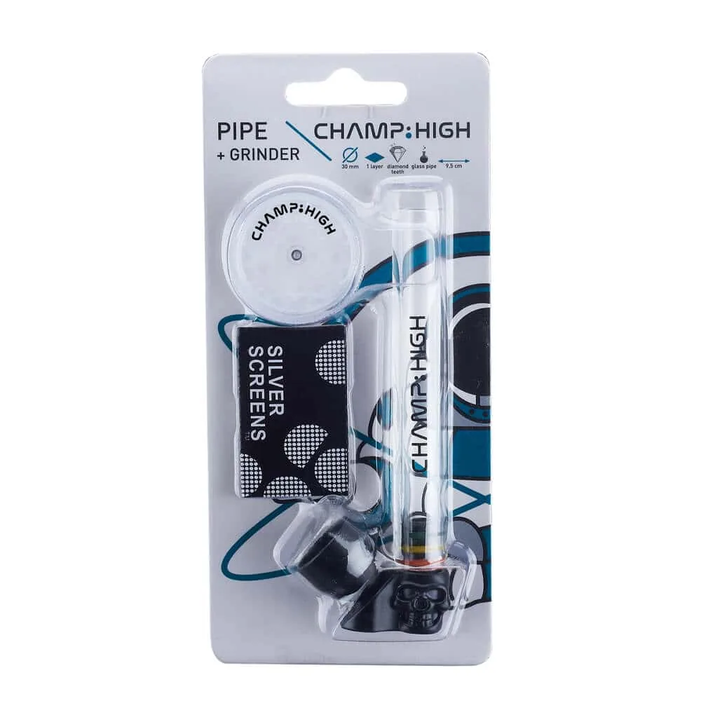 Glass pipe + Grinder CHAMP HIGH