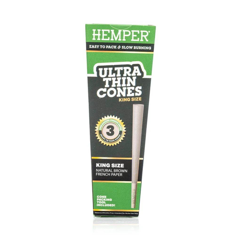 Super thin paper cones HEMPER (King Size) 3pcs BROWN