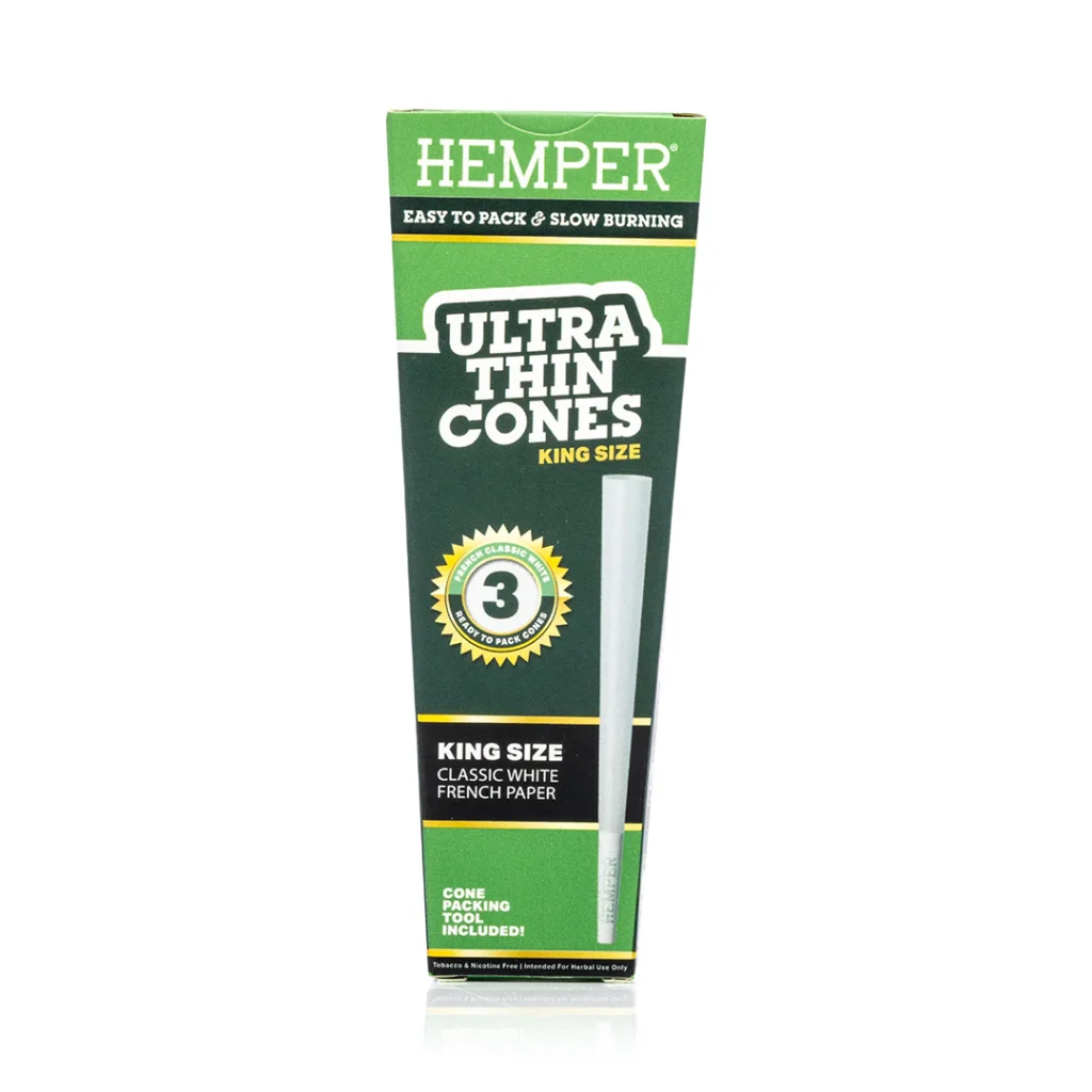 Ultra thin paper cones HEMPER (King Size) 3pcs WHITE